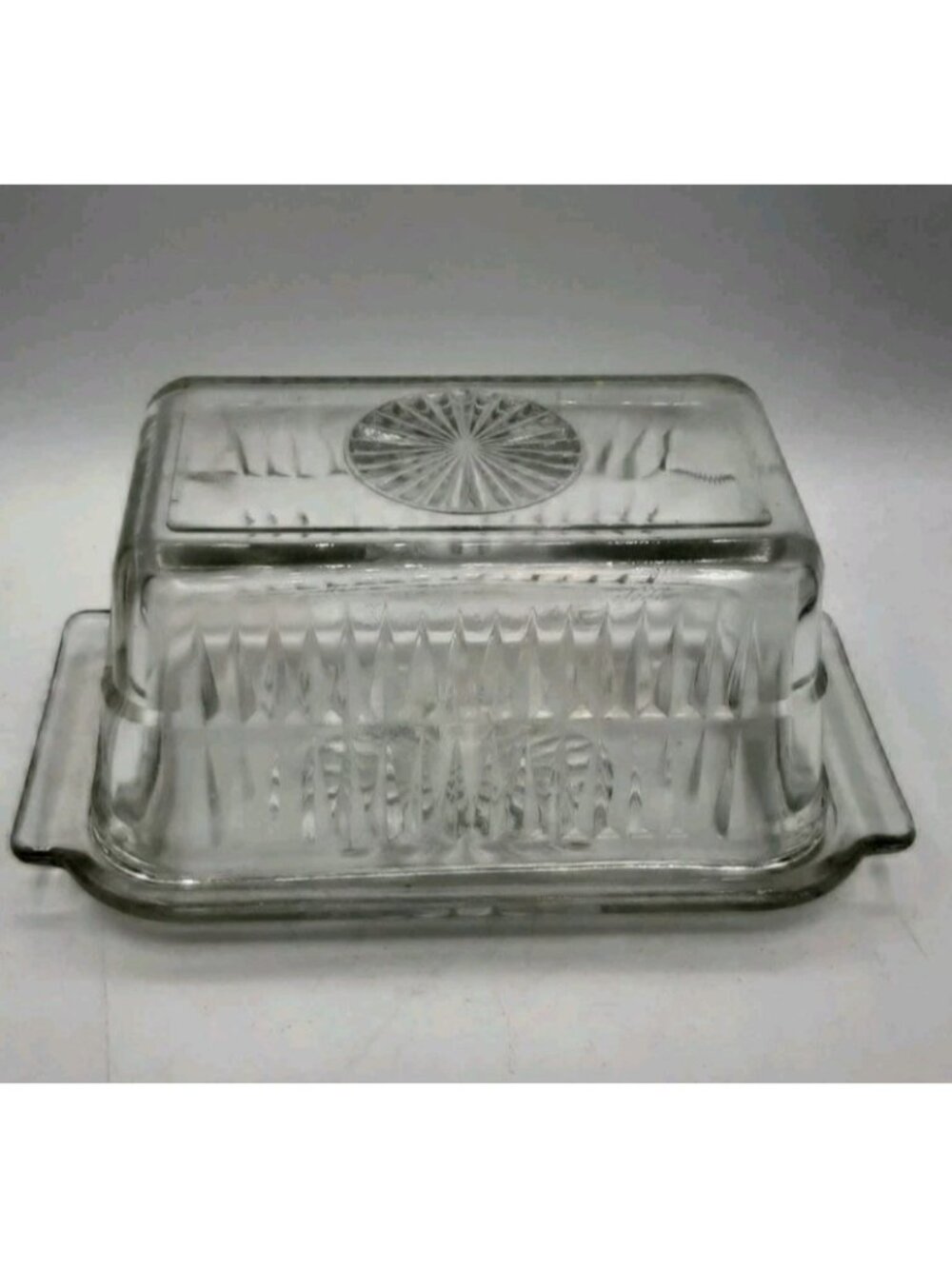 Vintage Federal Clear Glass Refrigerator Dish Ribbed With Lid One Pound